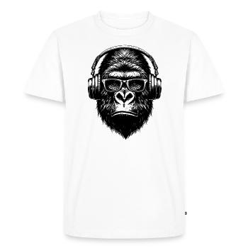 Gorille de la musique - T-shirt Premium bio Homme - blanc - Devant - Nico (187cm)
