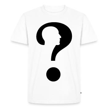 Question mark with silhouette man # - Men's Premium Organic T-Shirt - white - Front - Nico (187cm)