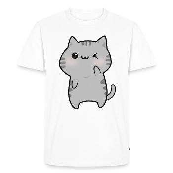 Cute gray cat cartoon - Men's Premium Organic T-Shirt - white - Front - Nico (187cm)