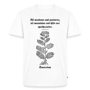 Latin Quote by Paracelsus –Tansy Illustration - Men's Premium Organic T-Shirt - white - Front - Nico (187cm)