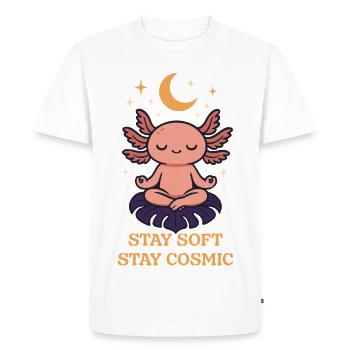 Meditating Axolotl - Stay Cosmic Design - Men's Premium Organic T-Shirt - white - Front - Nico (187cm)