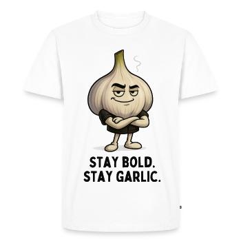 Dessin animé Garlic Stay Strong - T-shirt Premium bio Homme - blanc - Devant - Nico (187cm)