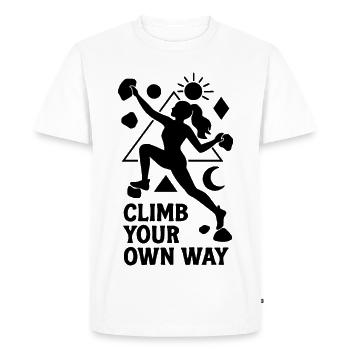 Escalade géométrique de femmes en bloc - T-shirt Premium bio Homme - blanc - Devant - Nico (187cm)