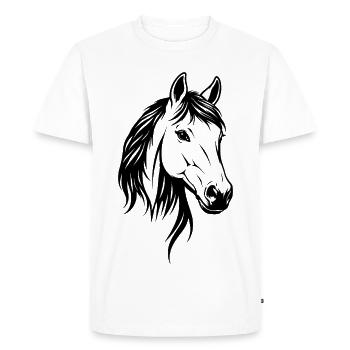 Tête de cheval - T-shirt Premium bio Homme - blanc - Devant - Nico (187cm)