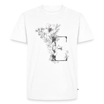Letter E - Men's Premium Organic T-Shirt - white - Front - Nico (187cm)