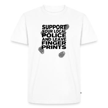 Support The Police - Leave Fingerprints Black - Männer Premium Bio T-Shirt - Weiß - Vorne - Nico (187cm)