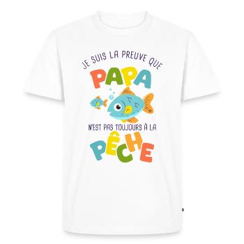 papa pêche pêcheur naissance bébé nourrisson - T-shirt Premium bio Homme - blanc - Devant - Nico (187cm)