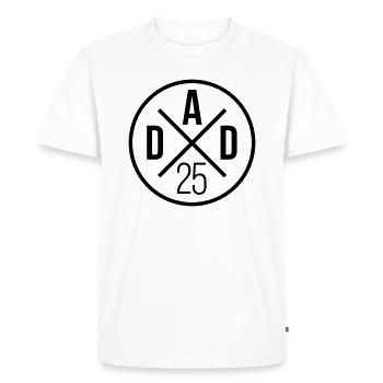 Papa 25 Père Bébé Papa 2025 - T-shirt Premium bio Homme - blanc - Devant - Nico (187cm)