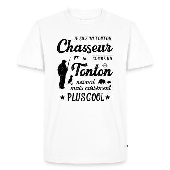 Tonton Chasseur Humour Chasse Chassé Chasser - T-shirt Premium bio Homme - blanc - Devant - Nico (187cm)
