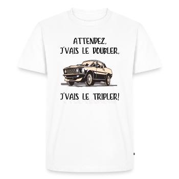 je vais le tripler - T-shirt Premium bio Homme - blanc - Devant - Nico (187cm)