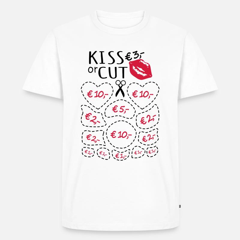 Junggesellenabschied Küssen oder Ausschneiden - Männer Premium Bio T-Shirt - Weiß