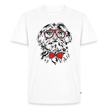 Funny MALTESER Glasses Dog Dog - Men's Premium Organic T-Shirt - white - Front - Nico (187cm)