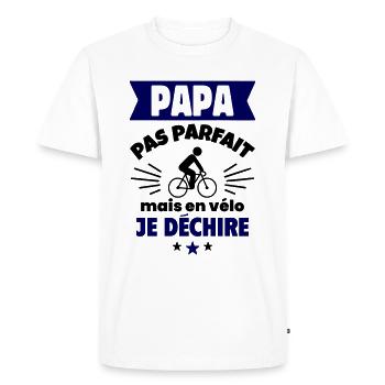 Papa pas parfait, mais en vélo je déchire - T-shirt Premium bio Homme - blanc - Devant - Nico (187cm)