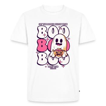 Boo Boo Boo Fantôme d’Halloween - T-shirt Premium bio Homme - blanc - Devant - Nico (187cm)