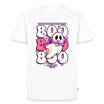 Boo Boo Boo Fantôme d’Halloween - T-shirt Premium bio Homme - blanc - Devant - Nico (187cm)