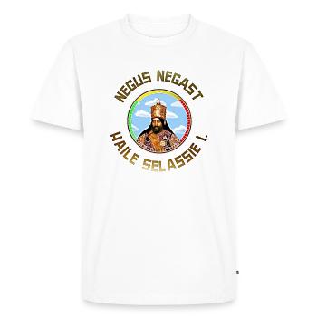 Negus Negast Haile Selassie Rastafari - Men's Premium Organic T-Shirt - white - Front - Nico (187cm)