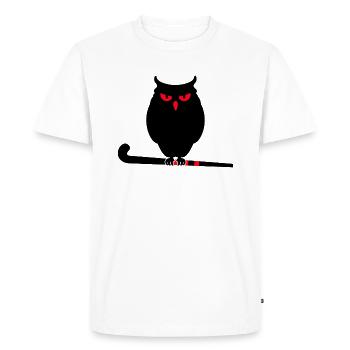 Joueur de hockey sur gazon Amateur de hockey « Hibou de hockey » - T-shirt Premium bio Homme - blanc - Devant - Nico (187cm)