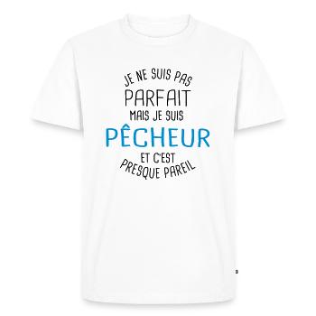 Pas parfait mais pêcheur - T-shirt Premium bio Homme - blanc - Devant - Nico (187cm)