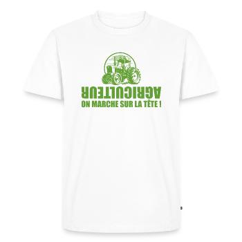 Fermier - Agriculteur - Tracteur - T-shirt Premium bio Homme - blanc - Devant - Nico (187cm)