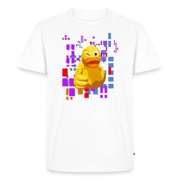 Duck duck with thumbs up and cool background - Men's Premium Organic T-Shirt - white - Front - Nico (187cm)
