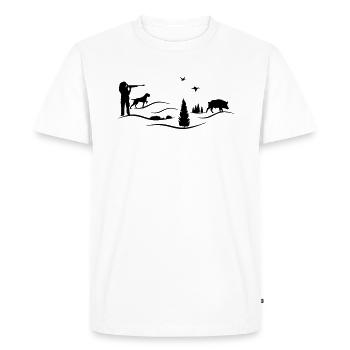 Pointeur filaire chasseresse - T-shirt Premium bio Homme - blanc - Devant - Nico (187cm)