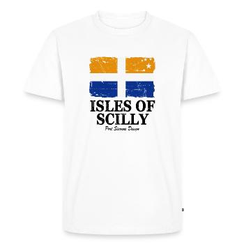 Drapeau des îles Scilly - Drapeau des îles Scilly - T-shirt Premium bio Homme - blanc - Devant - Nico (187cm)