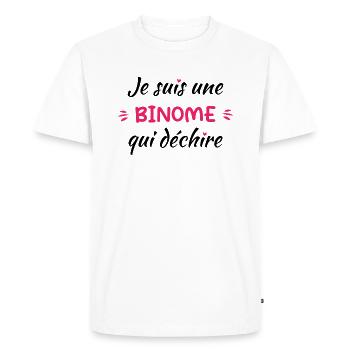Je suis une binome qui déchire - T-shirt Premium bio Homme - blanc - Devant - Nico (187cm)