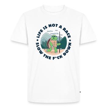 La vie n’est pas une course - T-shirt Premium bio Homme - blanc - Devant - Nico (187cm)