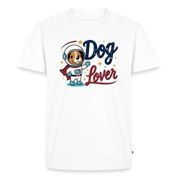 Chien mignon en tant qu’astronaute dans le style bande dessinée - T-shirt Premium bio Homme - blanc - Devant - Nico (187cm)