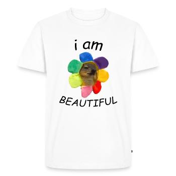 Hyrax I am beautiful Flower Süß Witzig Funshirt - Men's Premium Organic T-Shirt - white - Front - Nico (187cm)
