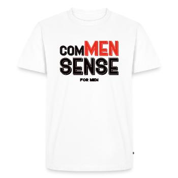 Commen sense for men - Men's Premium Organic T-Shirt - white - Front - Nico (187cm)