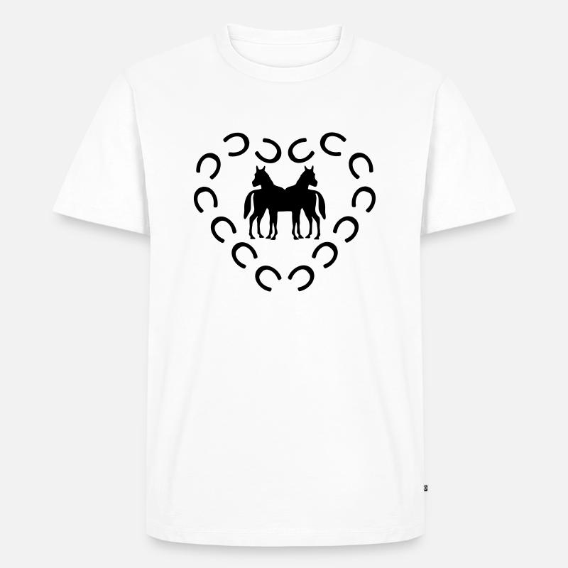 hufeisen pferd,herz - Männer Premium Bio T-Shirt - Weiß