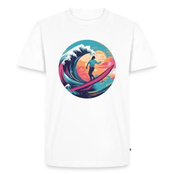 Surf David - Men's Premium Organic T-Shirt - white - Front - Nico (187cm)