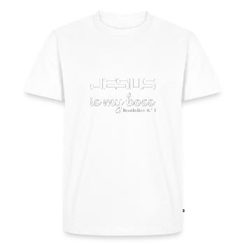 Christian Design - Jesus is My Boss - Men's Premium Organic T-Shirt - white - Front - Nico (187cm)