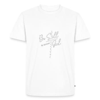 Christian Design Be Still and Know Psalm 46 - Men's Premium Organic T-Shirt - white - Front - Nico (187cm)