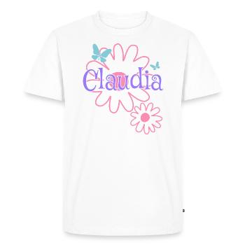 Claudia Nom Fille Prénom Daisy - T-shirt Premium bio Homme - blanc - Devant - Nico (187cm)