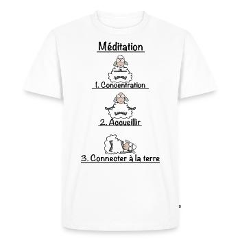 La méditation - T-shirt Premium bio Homme - blanc - Devant - Nico (187cm)