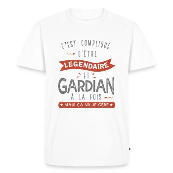 Gardian légendaire Cadeau homme humour gardian - T-shirt Premium bio Homme - blanc - Devant - Nico (187cm)