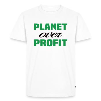 La planète plutôt que le profit - T-shirt Premium bio Homme - blanc - Devant - Nico (187cm)