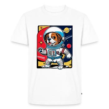 Chien mignon en tant qu’astronaute dans le style bande dessinée - T-shirt Premium bio Homme - blanc - Devant - Nico (187cm)