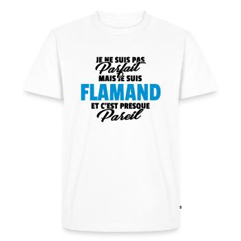 Pas parfait mais Flamand - T-shirt Premium bio Homme - blanc - Devant - Nico (187cm)