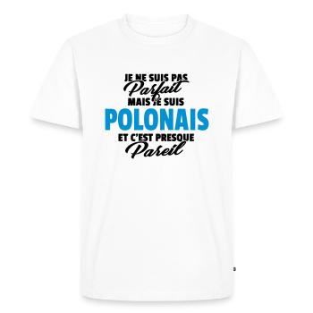Pas parfait mais Polonais - T-shirt Premium bio Homme - blanc - Devant - Nico (187cm)