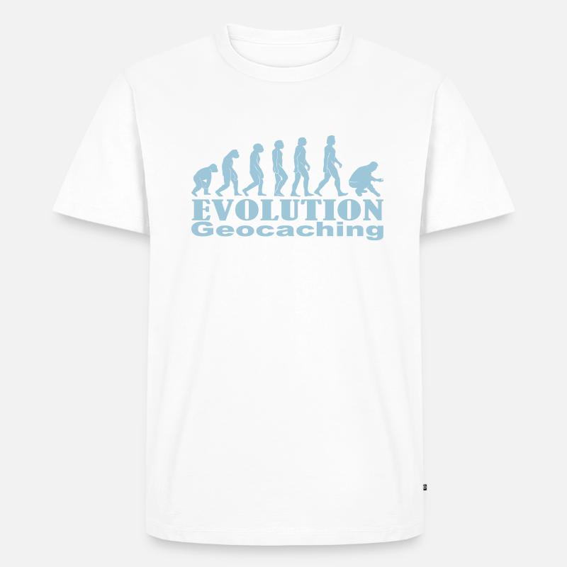 Evolution Geocaching - Männer Premium Bio T-Shirt - Weiß