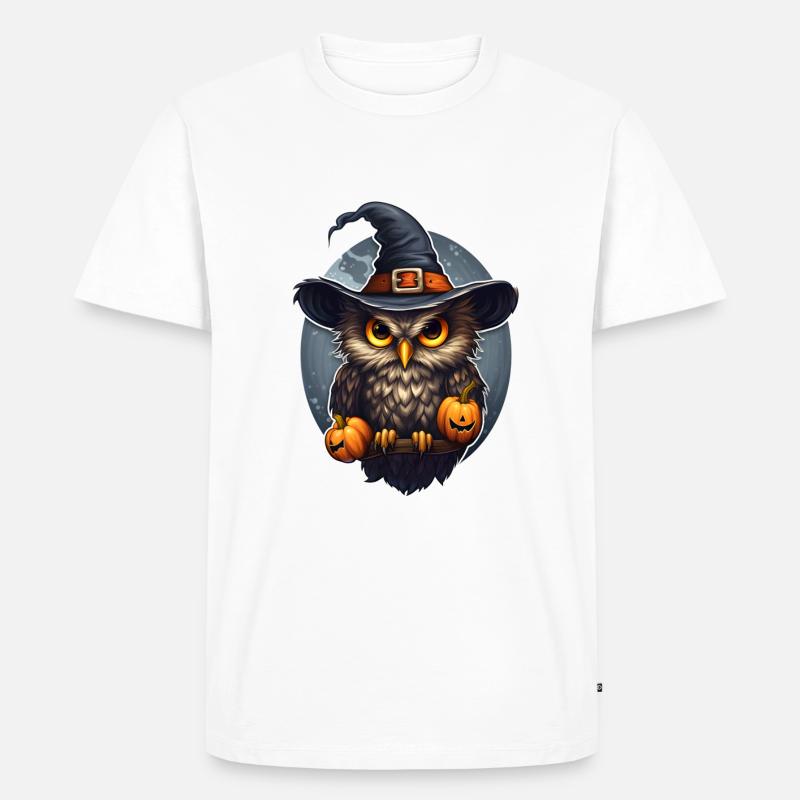 Halloween Eule - Männer Premium Bio T-Shirt - Weiß