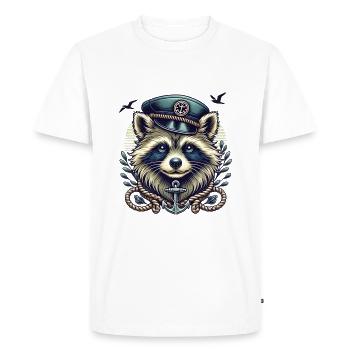 Un raton laveur des Maritimes dans un loooK de marin - T-shirt Premium bio Homme - blanc - Devant - Nico (187cm)