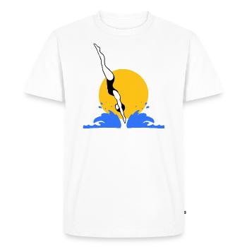 Sauter dans l’eau - T-shirt Premium bio Homme - blanc - Devant - Nico (187cm)