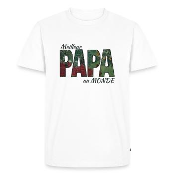 Meilleur PAPA au Monde fête des pères homme Noël - T-shirt Premium bio Homme - blanc - Devant - Nico (187cm)
