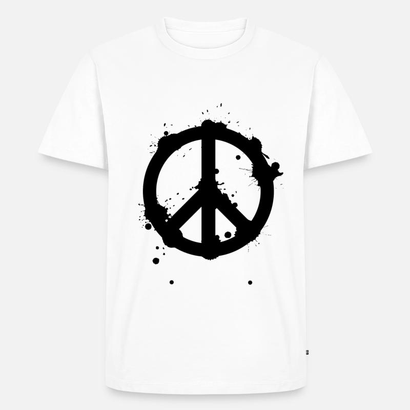 Peace Zeichen - Symbol Frieden - Männer Premium Bio T-Shirt - Weiß