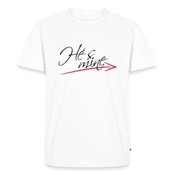 Hes mine Arrow Design - Men's Premium Organic T-Shirt - white - Front - Nico (187cm)