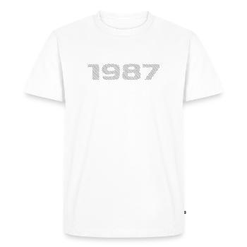 Born 1987 Retro Stripe Modern Birthday Design - Men's Premium Organic T-Shirt - white - Front - Nico (187cm)